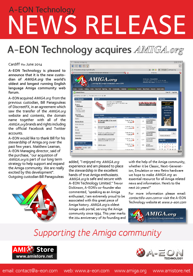 News release concerning Amiga.org