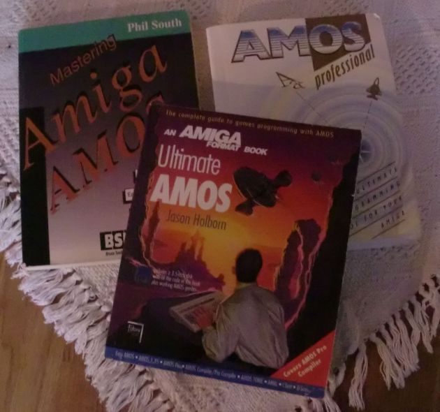 Three Amiga AMOS books (photo by Old School Game Blog)