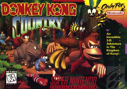 The cover of Donkey Kong Country on the SNES (taken from Neko Random Blog)
